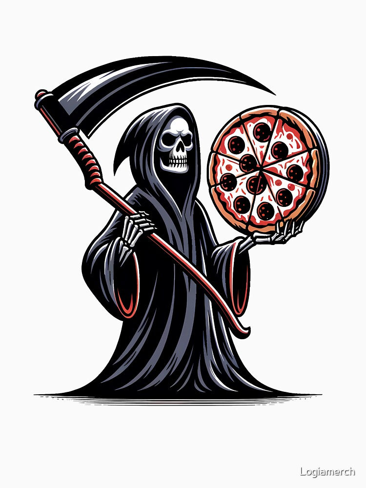 Funny Skull Reaper Pizza Lover, Halloween by Logiamerch
