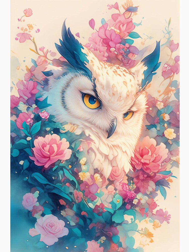 Elegant Owl Among Radiant Flowers by AshiraCreations