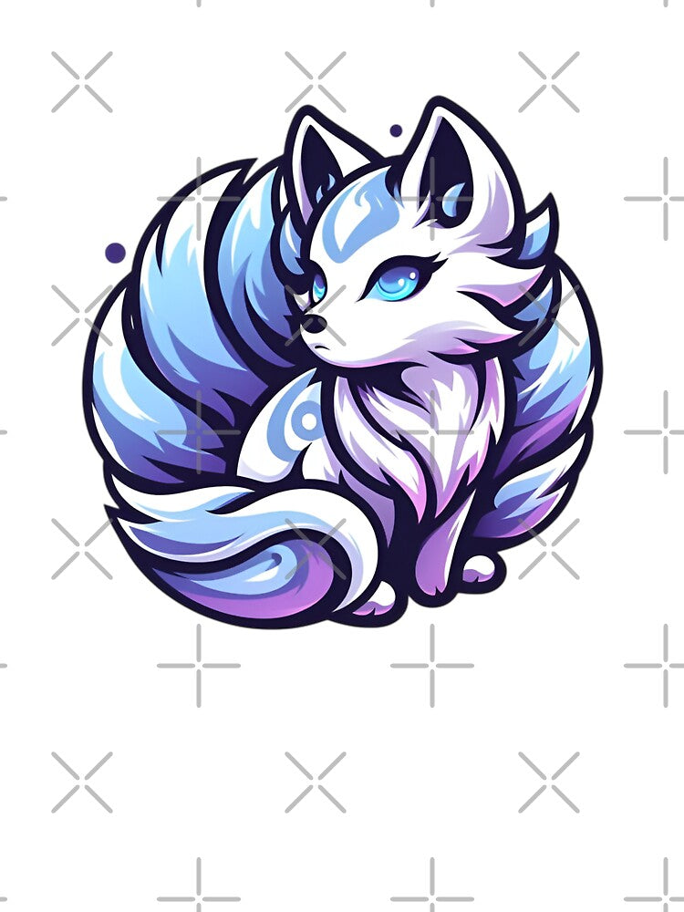 Arctic Kitsune Fox – Cute Ice Spirit Fox Illustration by Dyan4