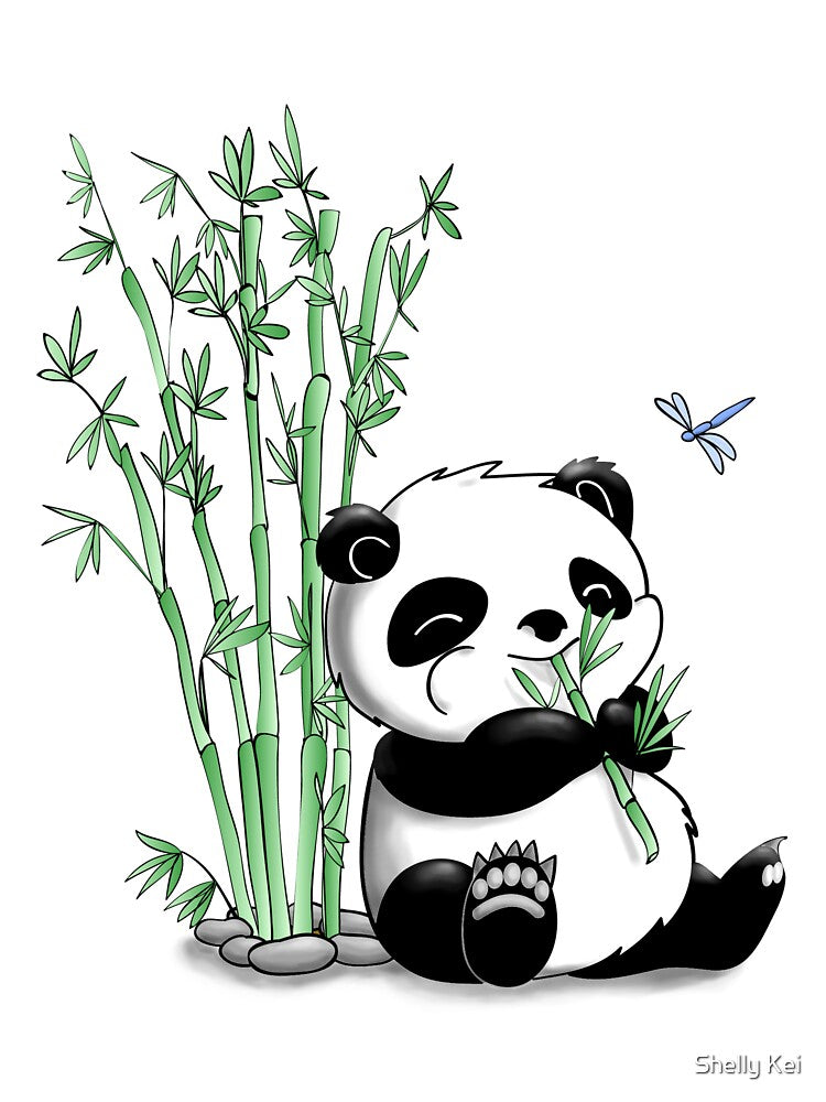 Panda Eating Bamboo by Shelly Kei