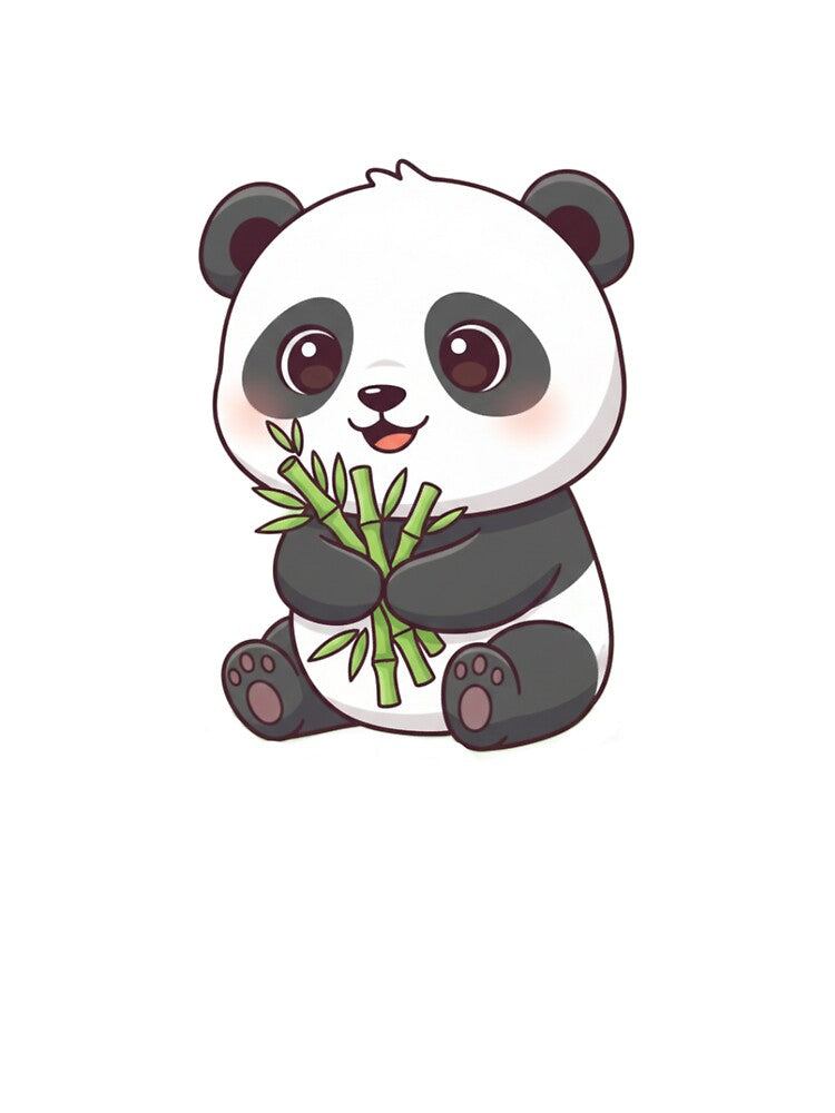 Cute Panda Eating Bamboo | Kawaii Panda Illustration for Panda Lovers by snaperos