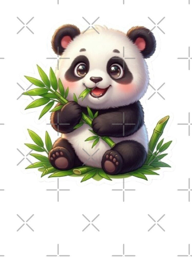 Cute Panda Eating Bamboo Kawaii 3D Sticker by MiniPrintMagic