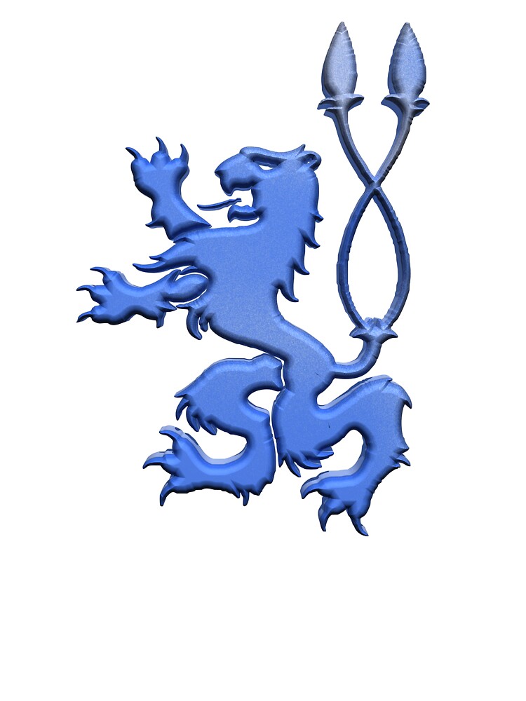 3D Extruded Lion Emblem – Bold Blue Animal Art by AmbientArtCo
