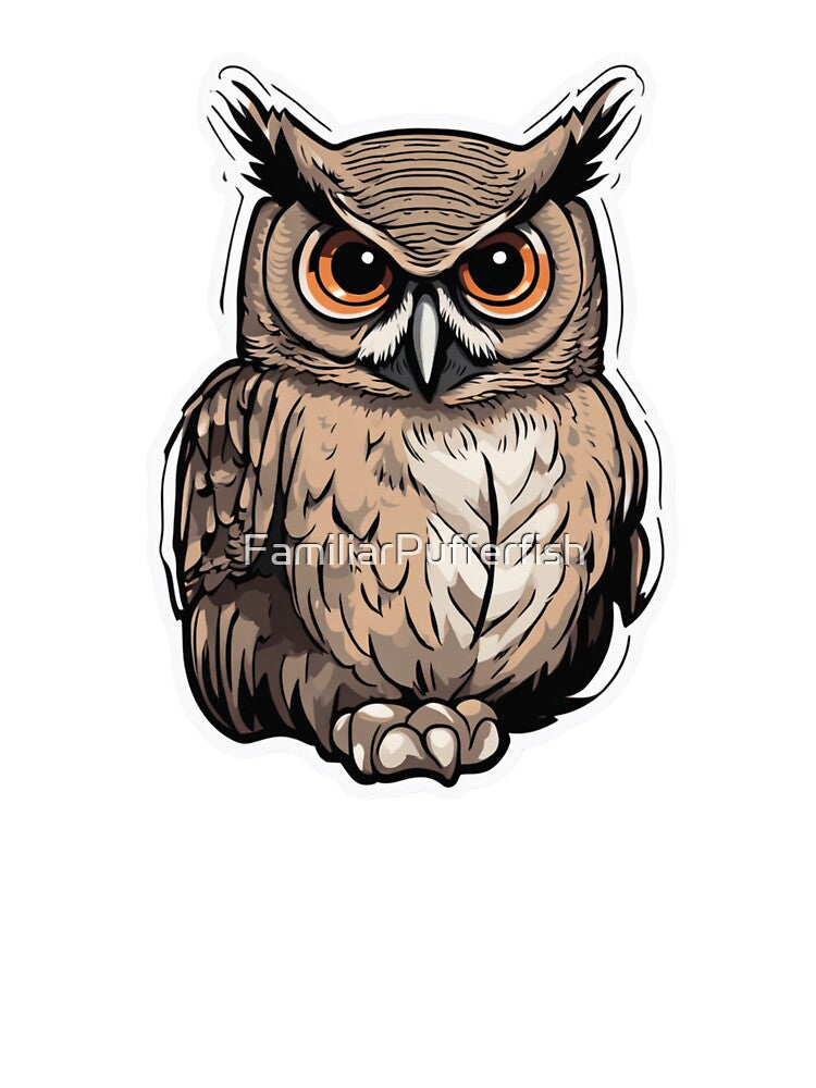 Cartoon Great Horned Owl by FamiliarPufferfish