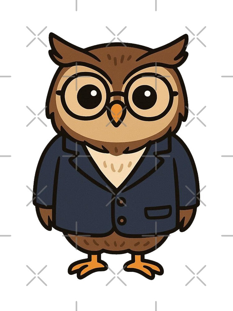 Wise Owl in Blazer and Glasses – Scholarly Cartoon Character by Confuzz1ed