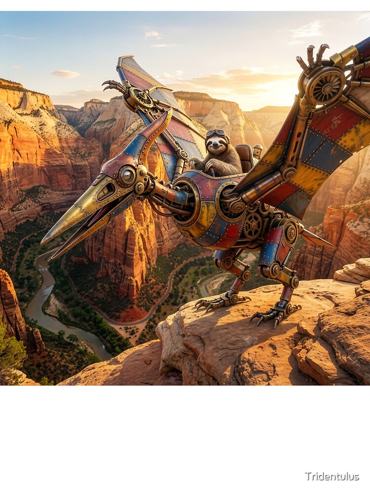 Sloth Takes Off in His Pterodactylmobile by Tridentulus