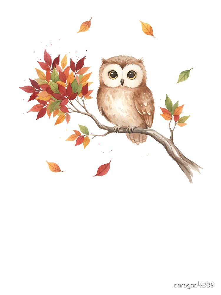 Cute Autumn Owl on Branch by naragon4289