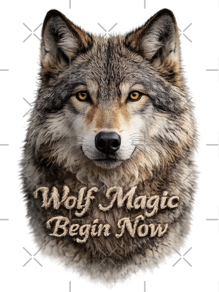 Wolf Magic Begin Now – Fierce Wolf Spirit Typography Art by LoveLaxmi Arts
