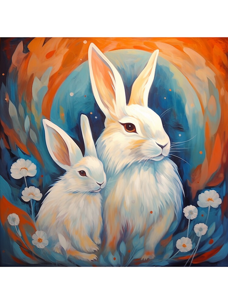 Stylized White Angora Rabbits by Samuelsboro