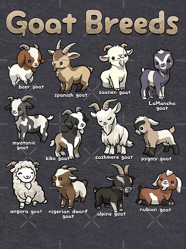Adorable Goat Breeds Chart – Cute Farm Animal Design by 3liegy