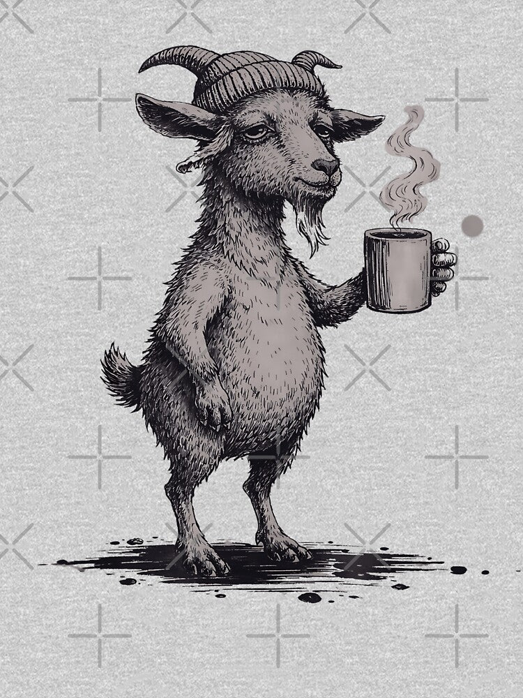 Grumpy Goat Coffee Lover Funny Morning Mood Animal by JerdbordinShop