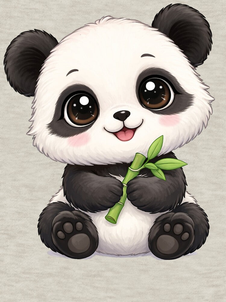 Kawaii Baby Panda with Bamboo – Cute Chibi Giant Panda Illustration by Nicole-Cherie