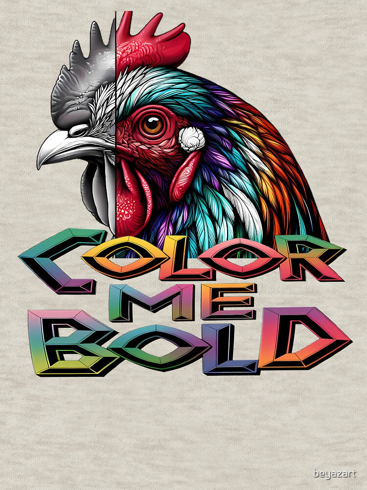 Vibrant Rooster with Bold Contrast: A Unique Half-Illustrated, Half-Line Art Design by beyazart
