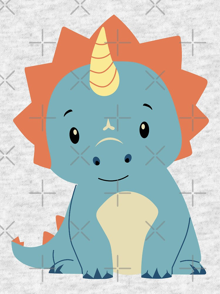 Cute Blue Triceratops Cartoon Art by IN Tales