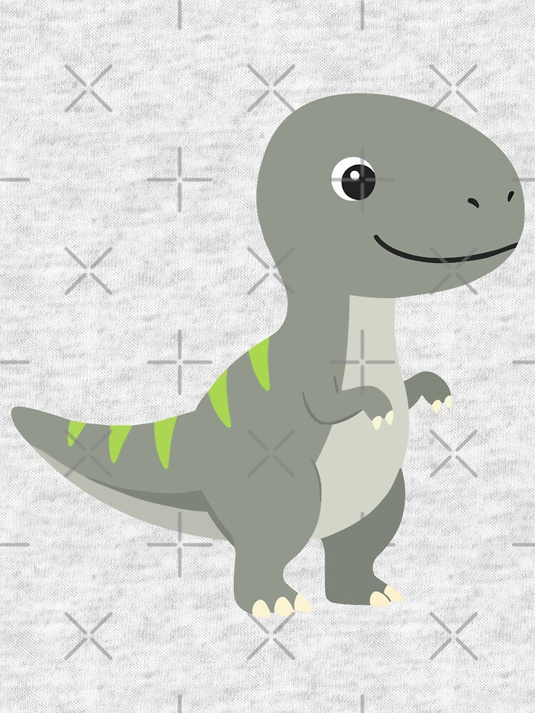 Cute Gray Cartoon Dinosaur Art by IN Tales