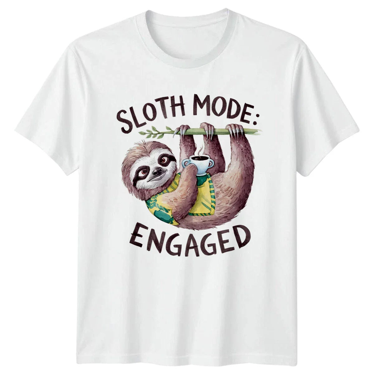 Sloth Mode Engaged T-Shirt Funny Animal Pun Lazy Sloth Graphic Tee