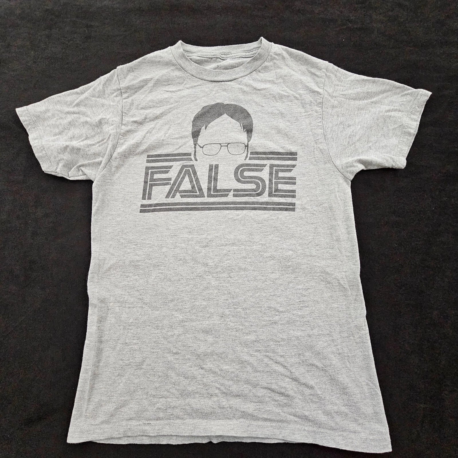 False Dwight The Office Gray Short Sleeve Cotton Blend T-Shirt Men's S