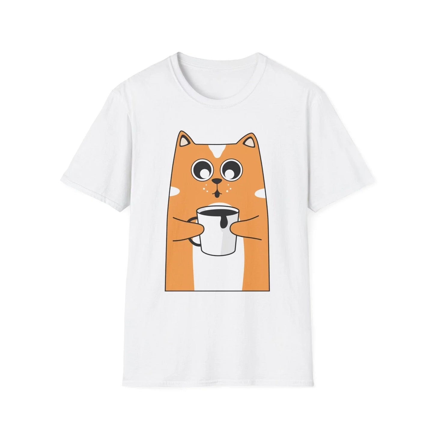 Cute Cat Coffee Unisex T-Shirt, Funny Pet Lover Gift, Animal Tee, Cozy Wear,