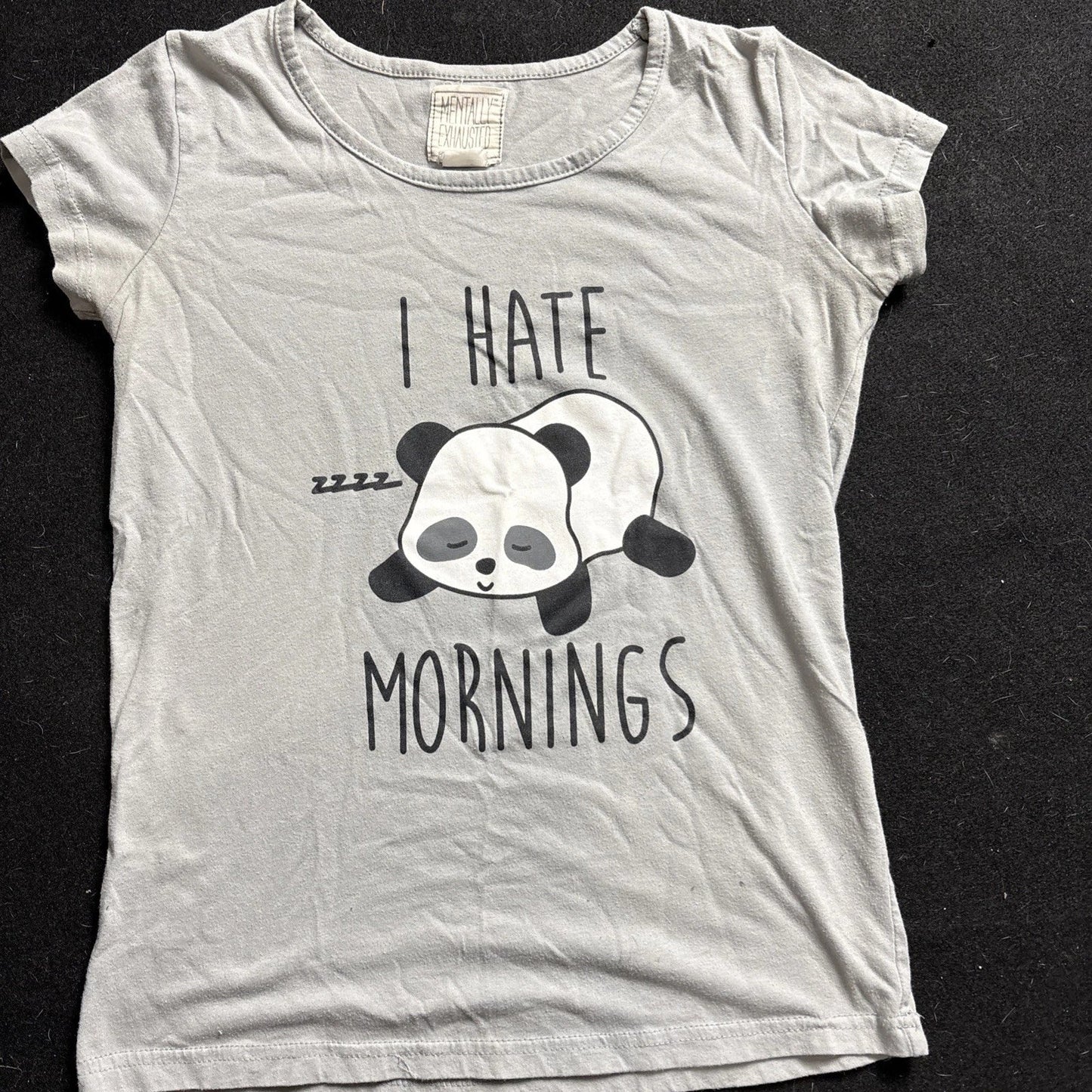 I Hate Mornings Sleepy Lazy Present Gift Panda Womens  T-Shirt Small
