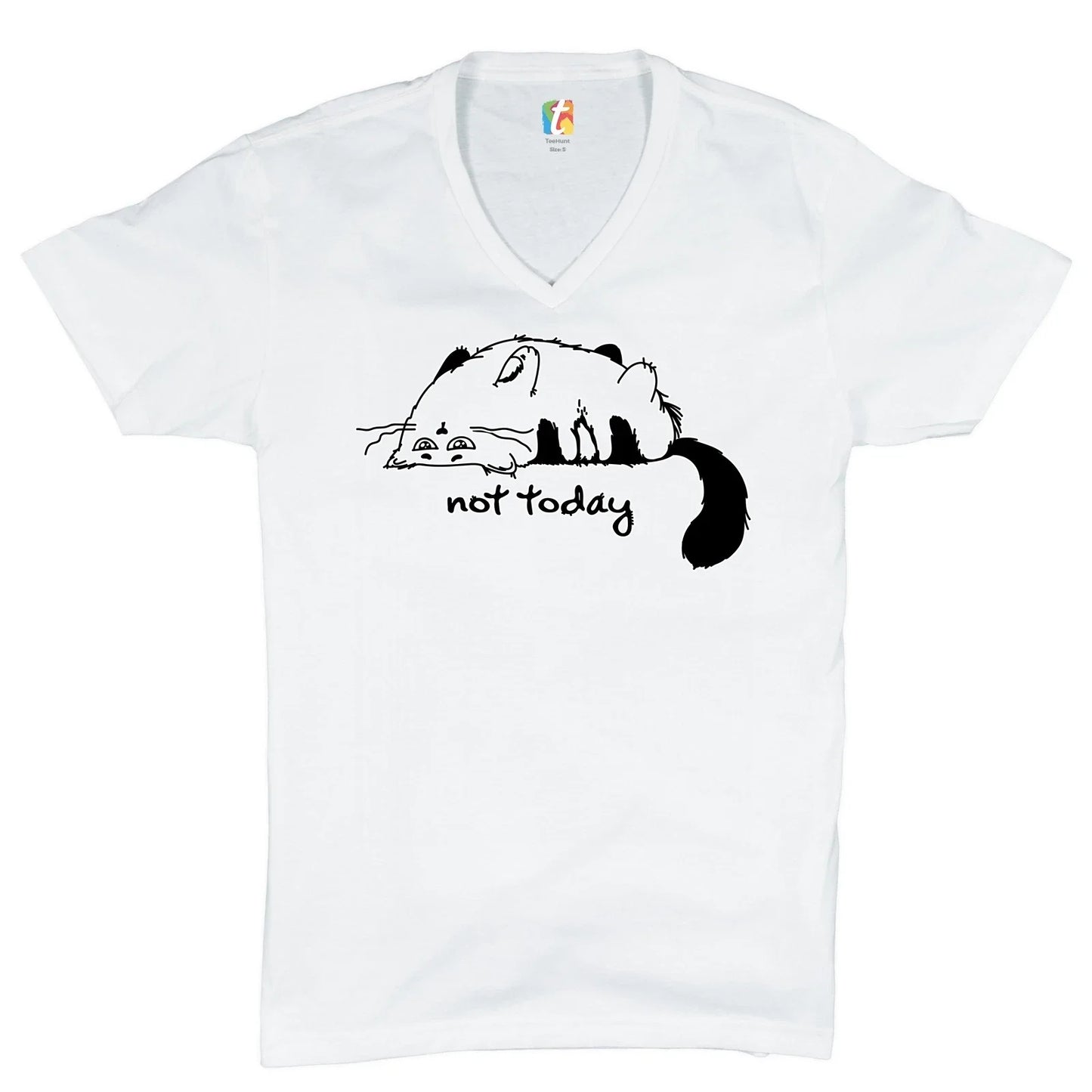 Lazy Kitty Not Today V-Neck T-shirt Kitten Cat Lovers Funny Tee