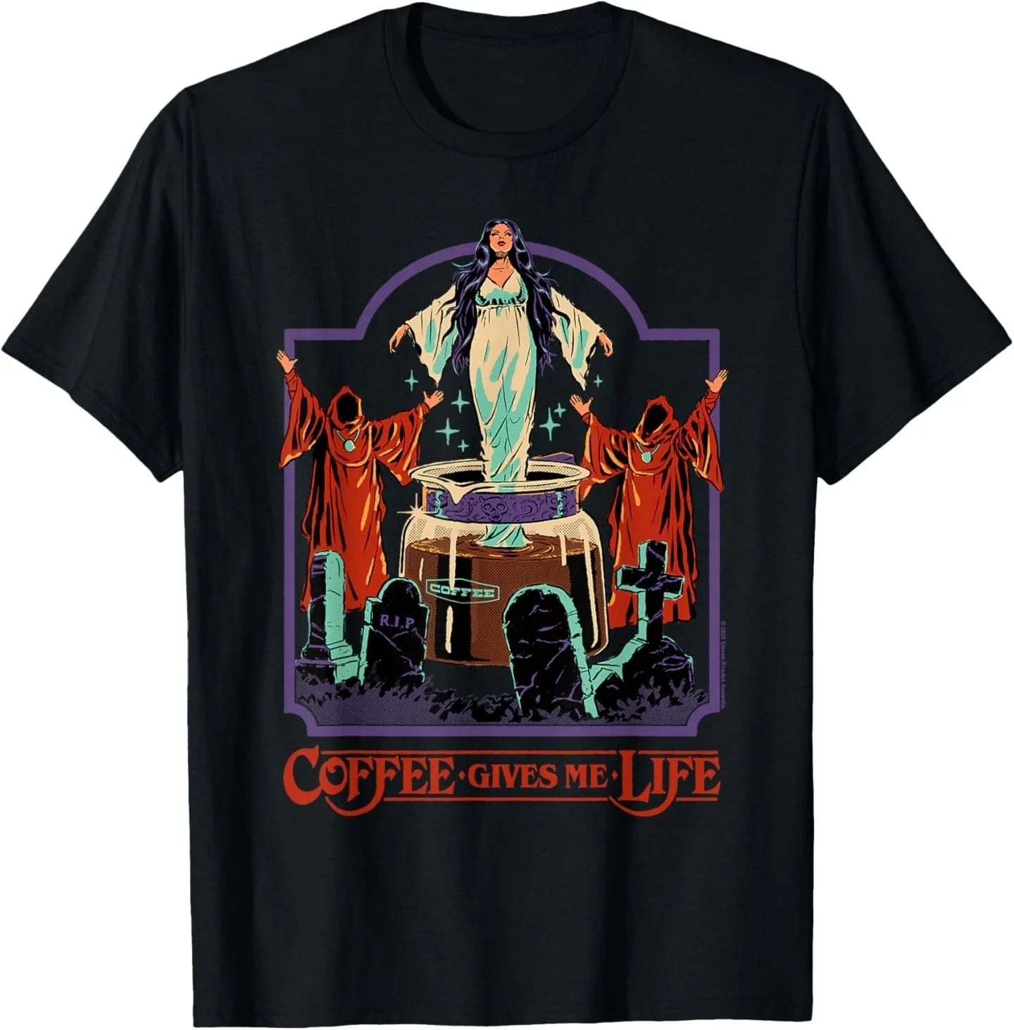Coffee Gives Me Life Occult Retro Vintage Funny Adult Humor T-Shirt