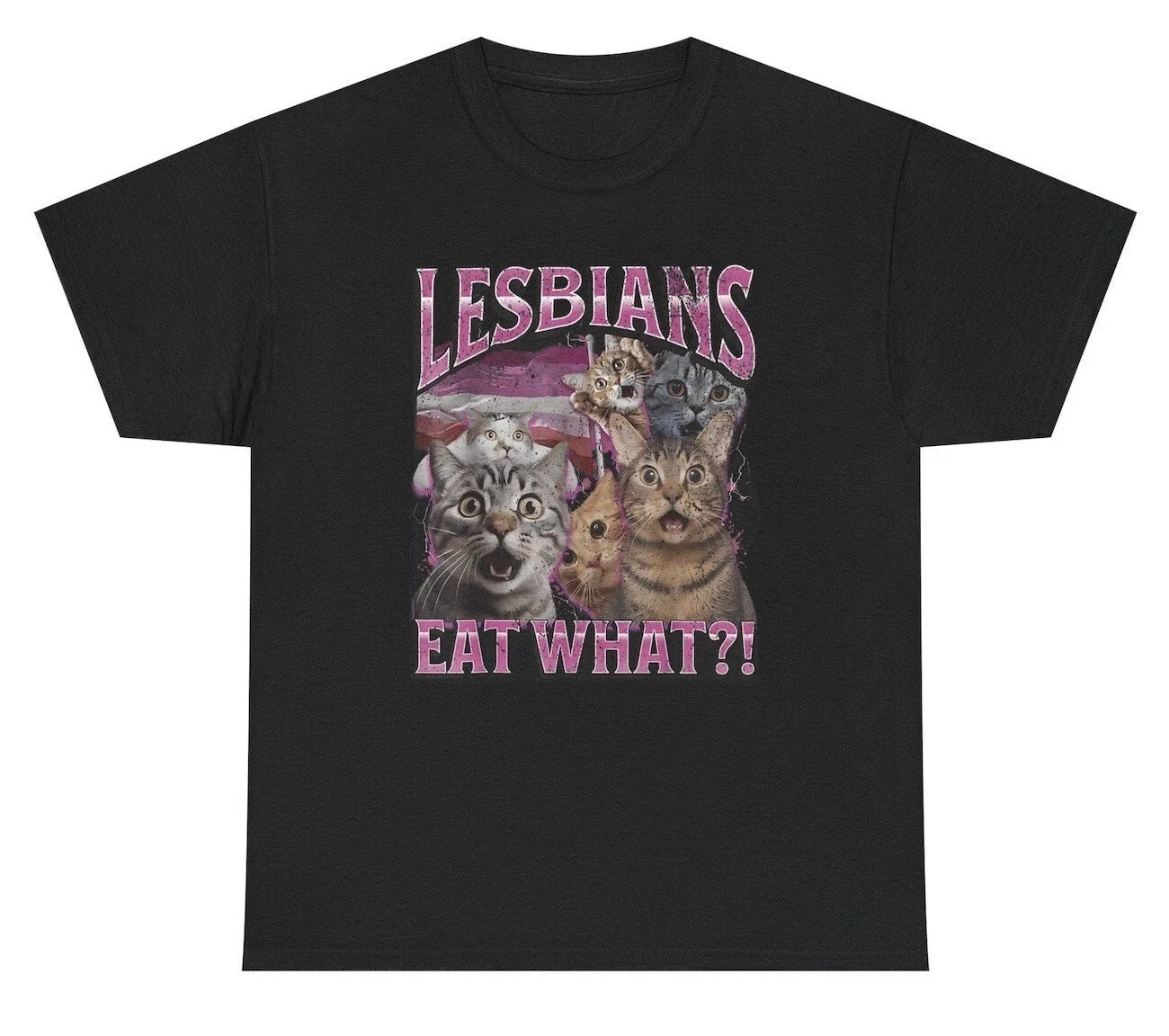 Lesbians Eat What T Shirt Funny Cat Inappropriate Adult Humor Meme Tee