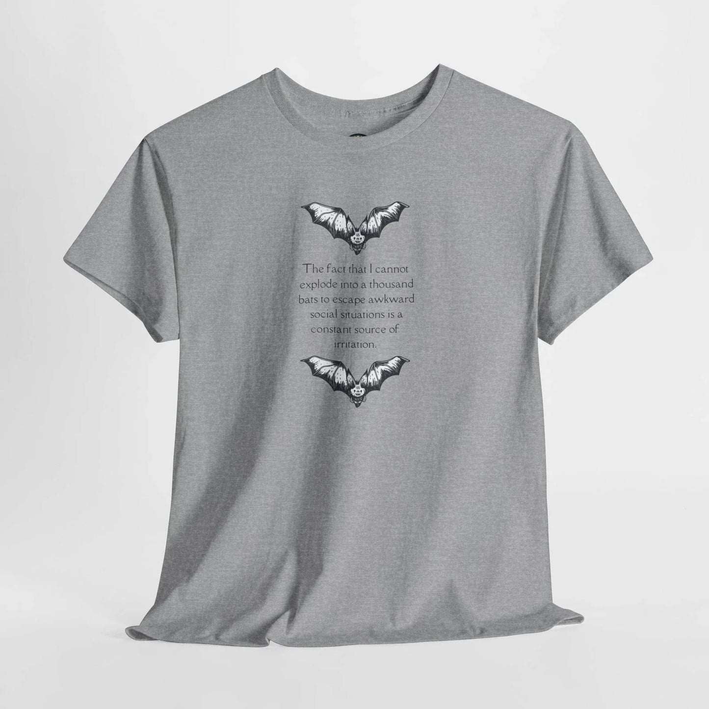 Funny Bat T-Shirt Sarcastic Humor Introvert Nerd Adult Unisex Nature Graphic Tee