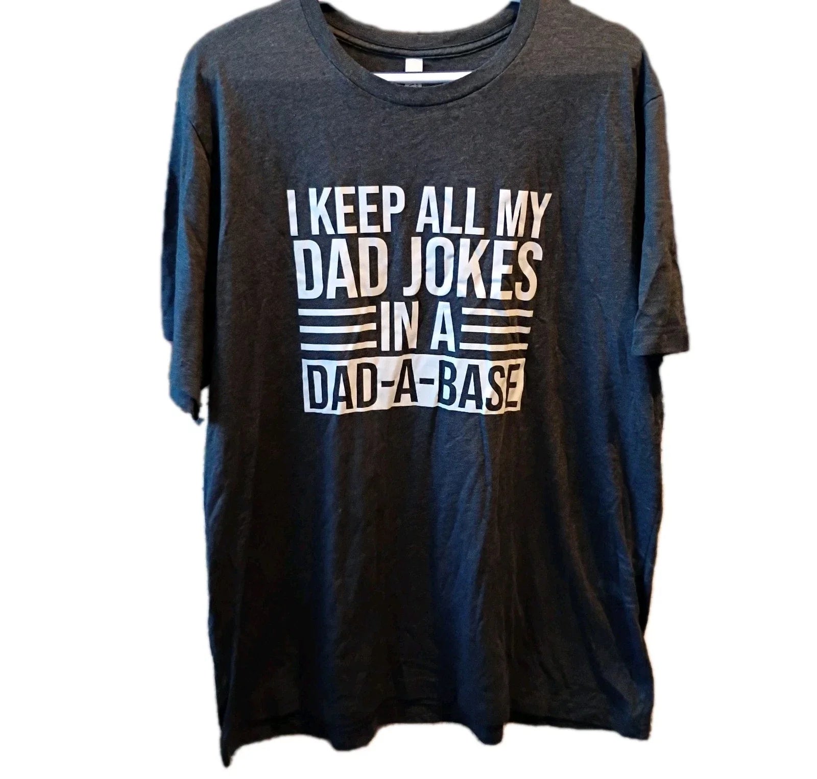 T-shirt L Gray Unisex Dad Jokes Dad-A-Base Father's Day 2XL