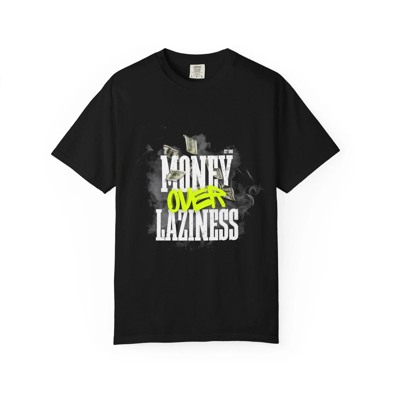 Money Over Laziness Graphic T Shirt Neon Graffiti Streetwear