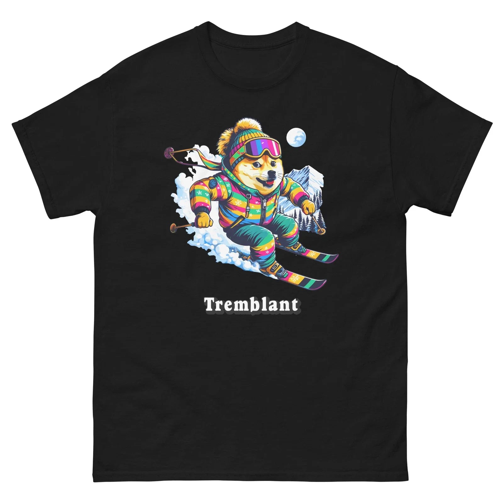 Tremblant Doge Skiing Funny Ski Skier Dog Meme Cute Shirt T-Shirt