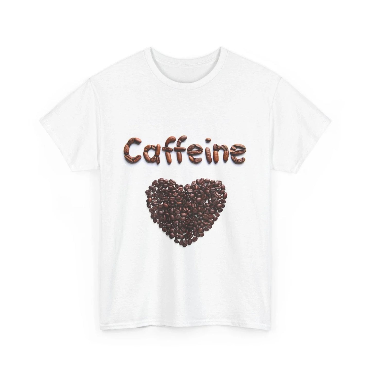 Caffeine Lover Cotton Tee, Printed With Coffee beans, Best Coffee Lover Tshirt