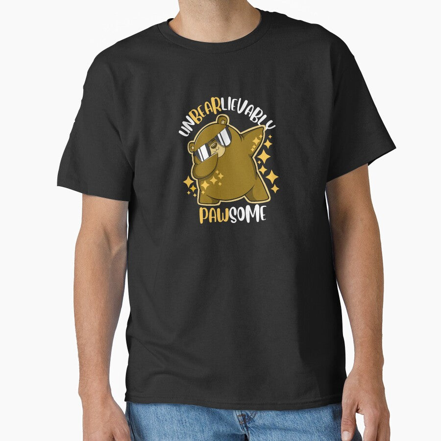 Unbearlievably Pawsome cool bear dabbing and shining with smile by The magic  Yellow bus