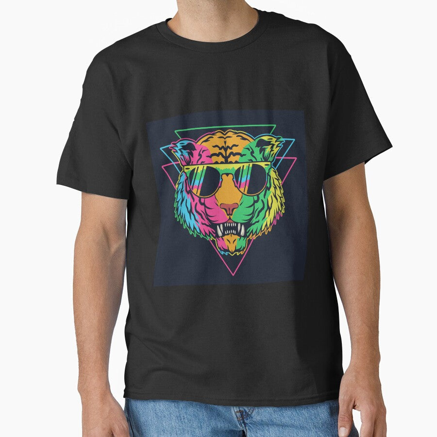 Colourful Tiger Sunglasses Art - Neon Rainbow Tiger - Cool Pop Art Design by leen12 Art Designs Prints