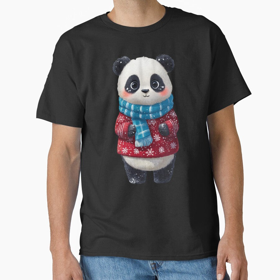 Cute Panda in Winter Sweater and Scarf Holiday Illustration by DailySparks