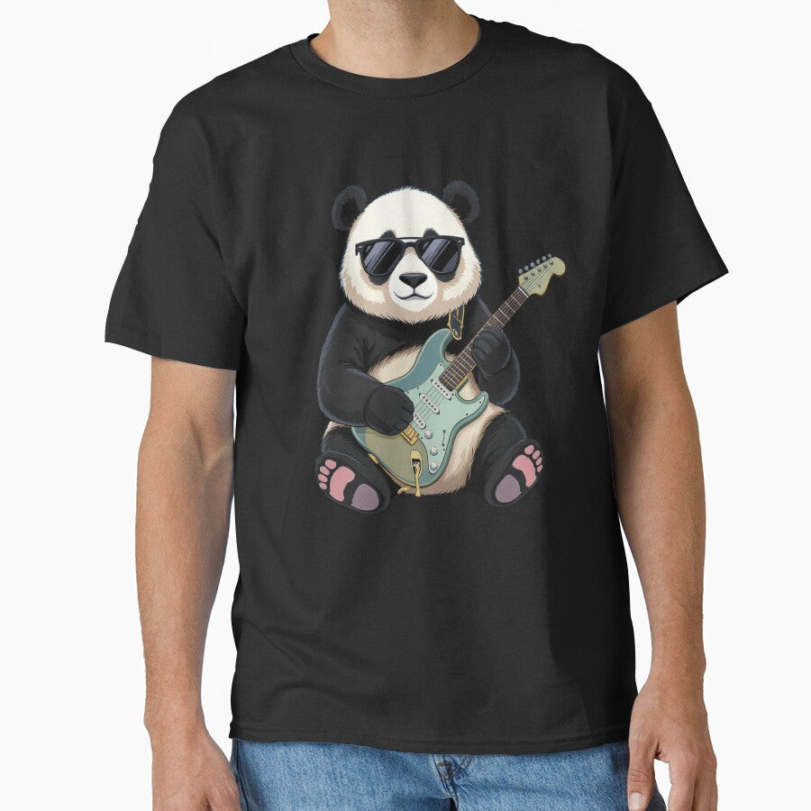 Panda Guitar Cool Illustration | Sunglasses Panda Playing Electric Guitar | Chill Music Design by ColorSplash123
