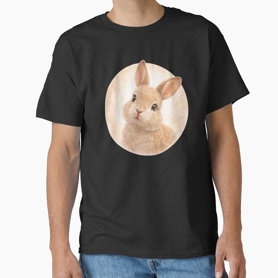 Rabbit Personality Portrait – Soft Cream Circle Farm Animal Art by TheJoyfulPen