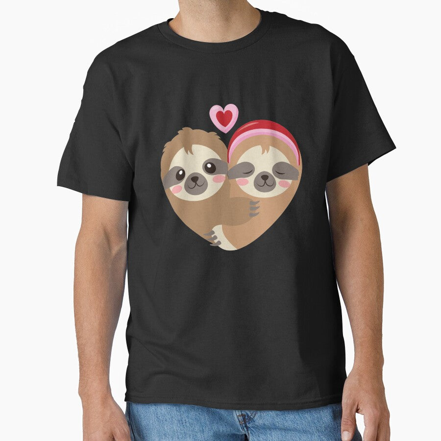 Valentines Sloth Hugging Heart Cute Love Couple by ibeargifts