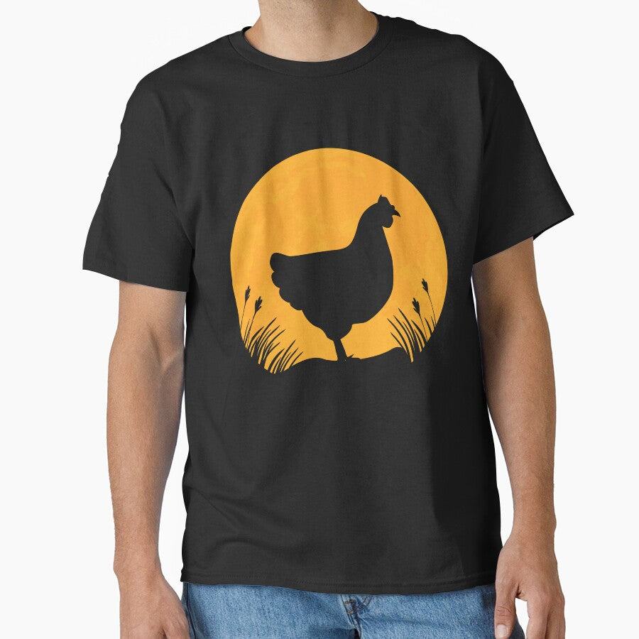 chicken animal lover Silhouette in full moon gift by alaechamlal