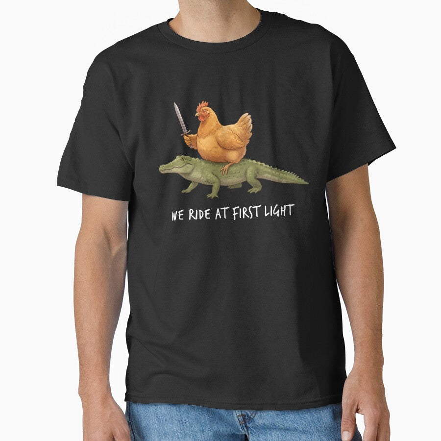 We Ride at First Light Funny Chicken Crocodile Animal Lover by TerryConnells