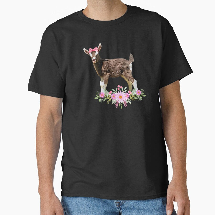 Baby goat, Toggenburg goat kid with florals by CritterCapers