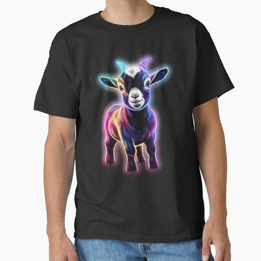 Small Young Little Cute Baby Goat Neon by JackJacek