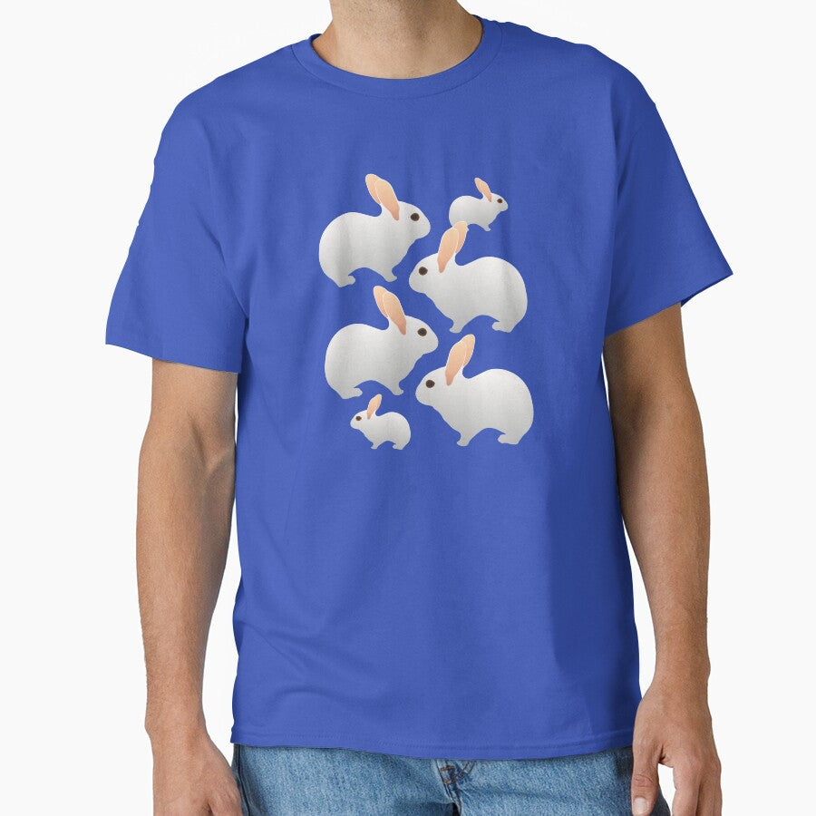 Cute Bunny Rabbit Family Pattern (on blue) by Davey's Designs