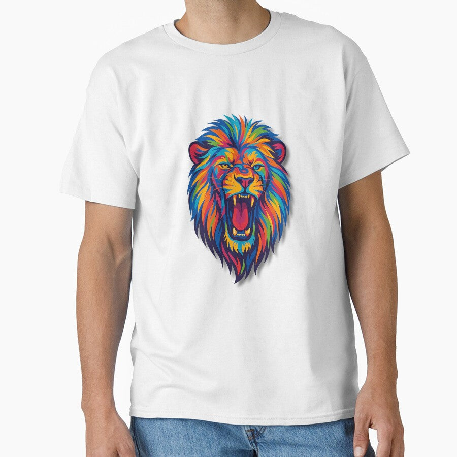 COLORFUL PAINTED LION ROARS by infinitearte
