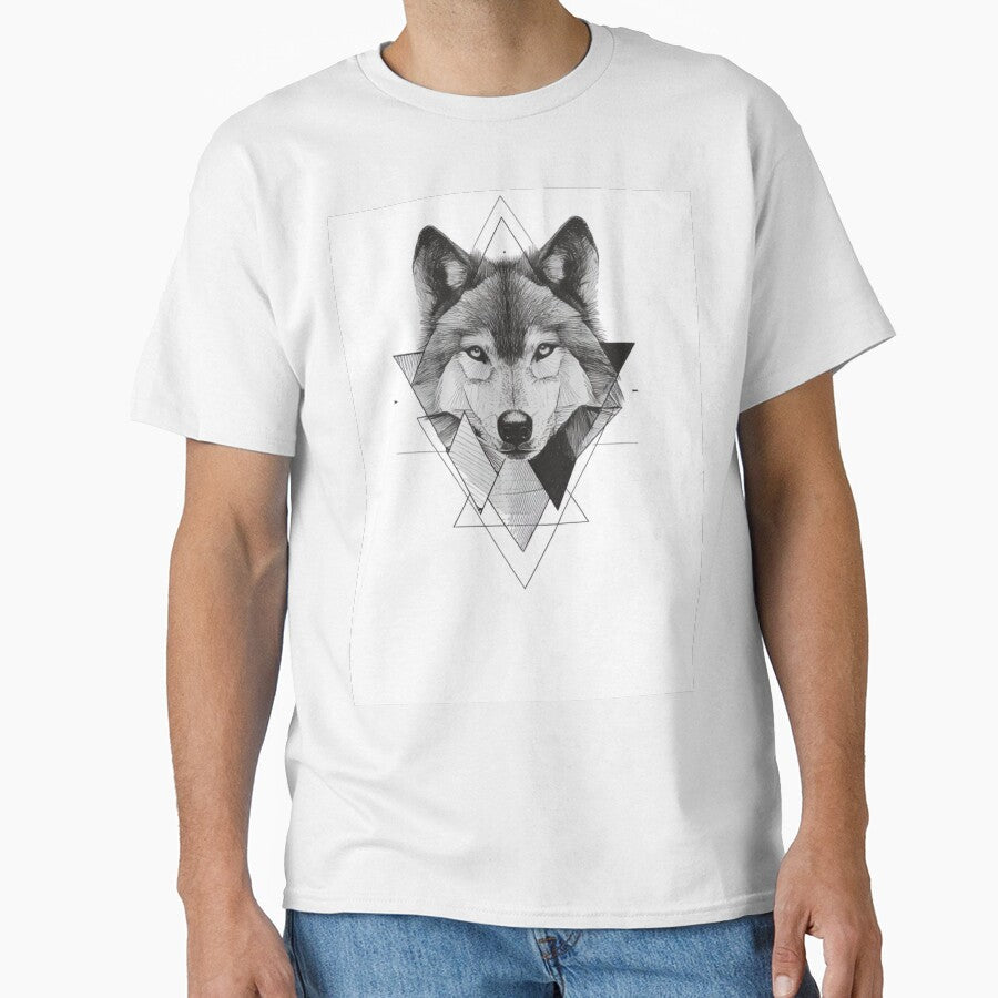 Wolf Geometric Triangles Sketch Art | black and white by TypoArtPrints