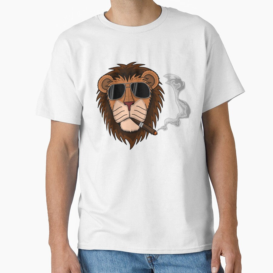 African lion head wearing glasses and smoking by BASTOFE