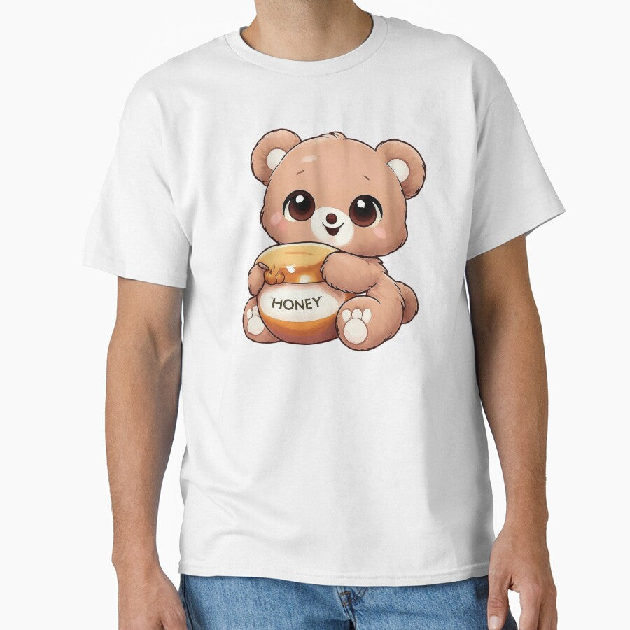Cute Kawaii Bear with Honey Pot Sweet Teddy Sticker by DesignEG