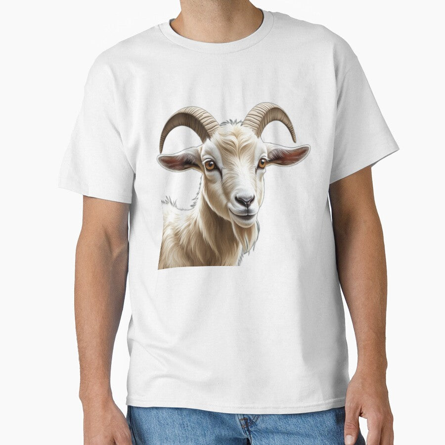Realistic White Goat Portrait by MiniPrintMagic