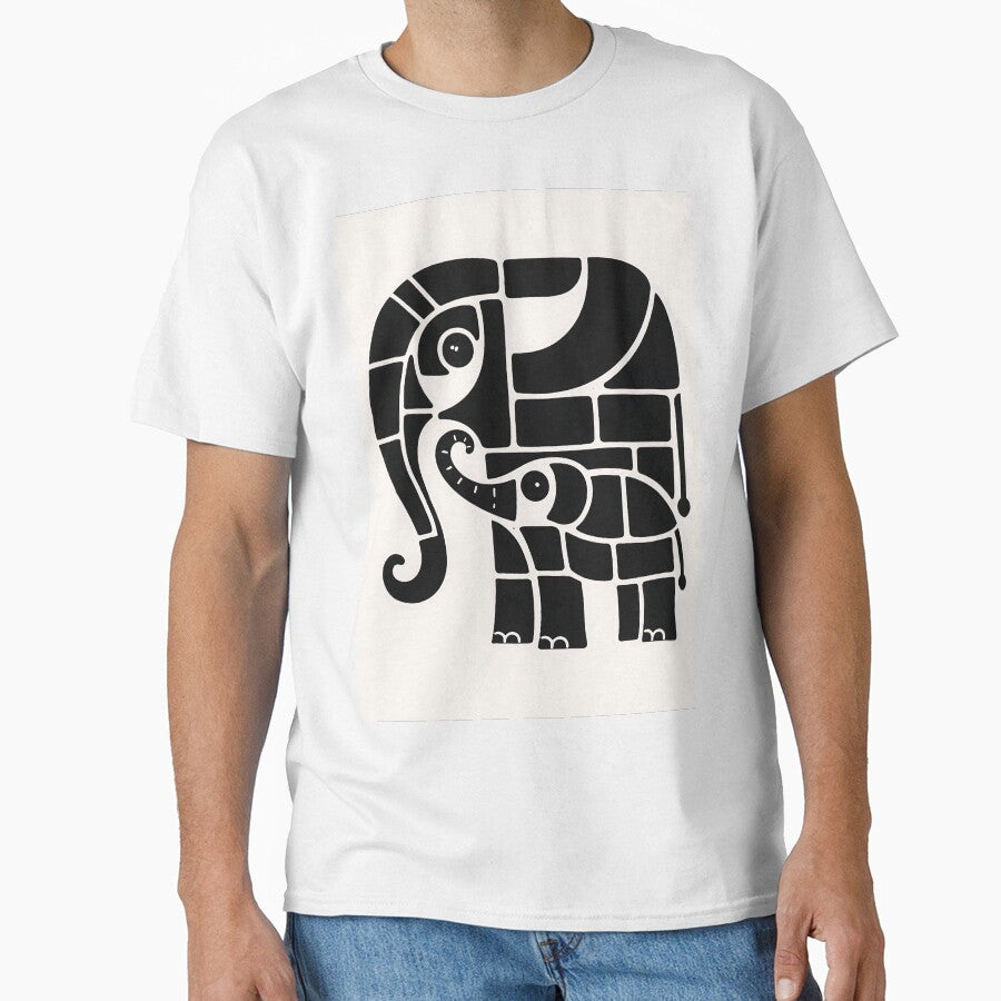 Abstract Elephant Art | Geometric Elephant Design | Minimal Black Elephant Illustration | Modern Tribal Animal Art by GaneshHilam