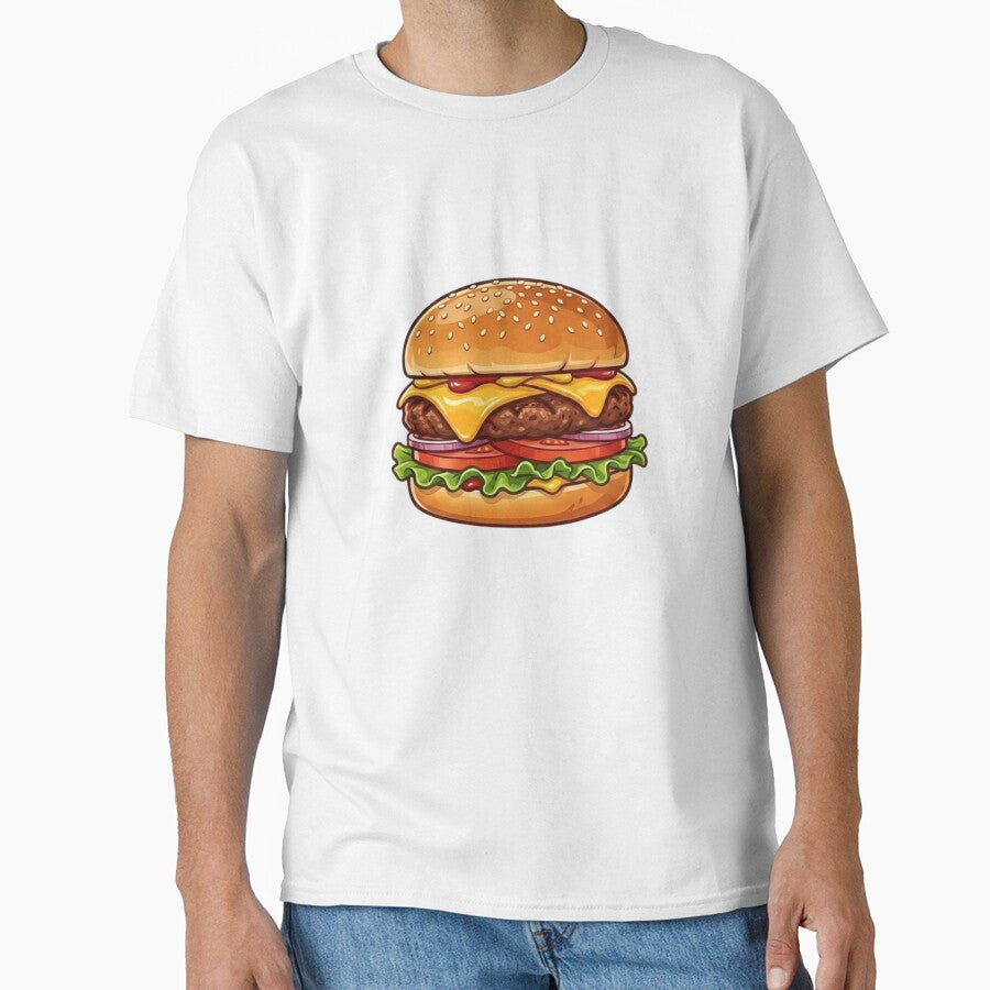 Cute Cartoon Cheeseburger Fast Food Art by SnarkyLab