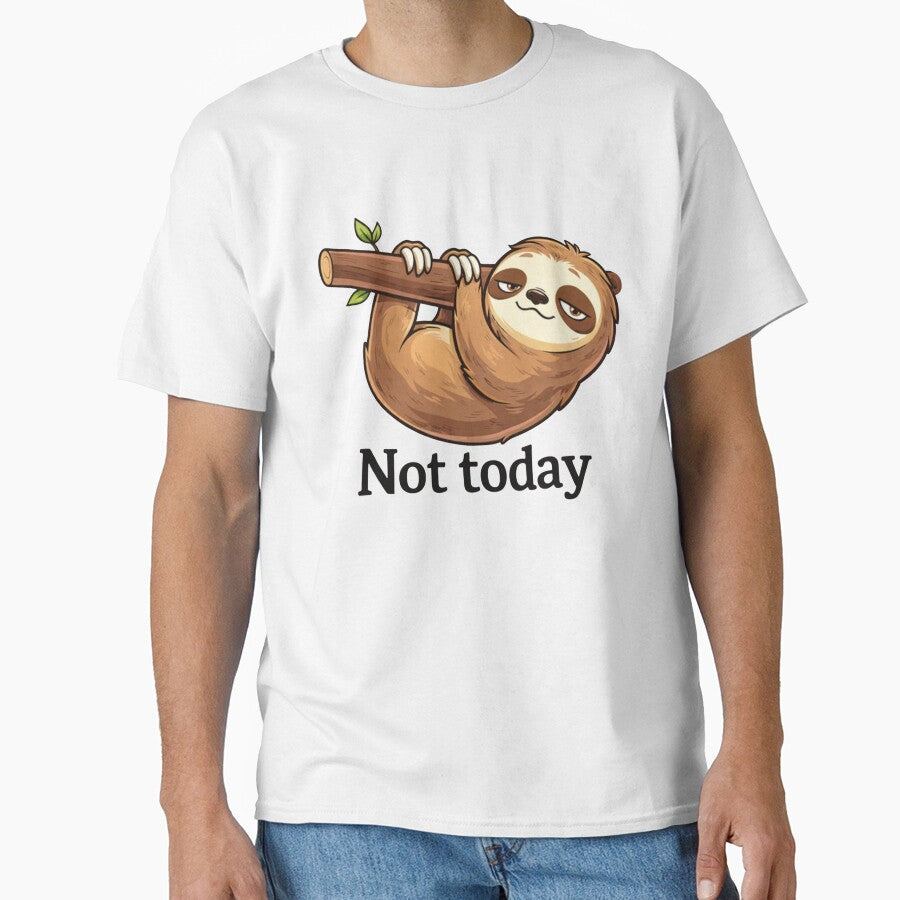 Funny Sloth Not Today Cartoon – Lazy Sloth Meme Cute Animal Sticker & T-Shirt Design by Dasts Cart
